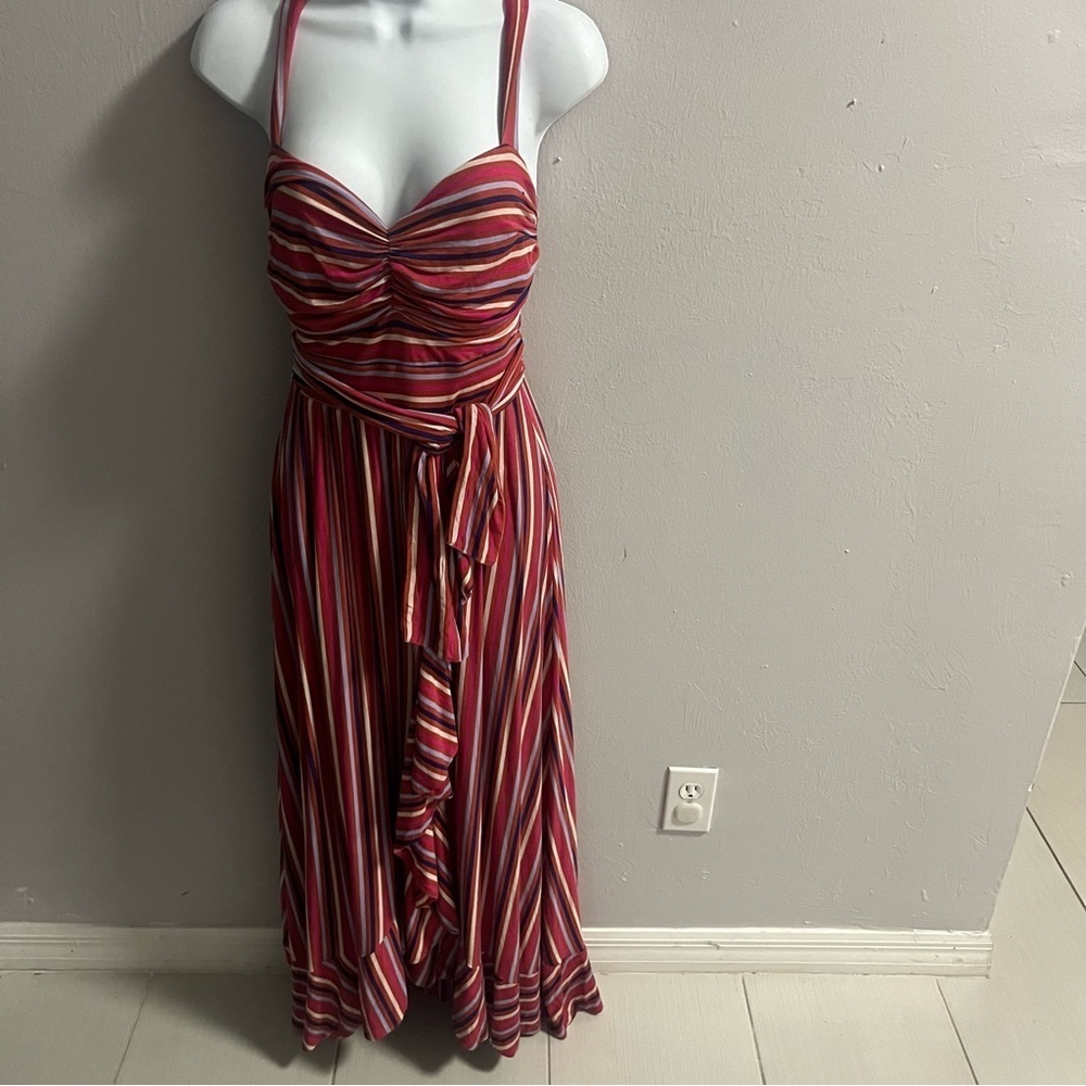 Anthropologie Maeve Pink Striped Gabriela Ruffle Dress XS - Picture 6 of 16